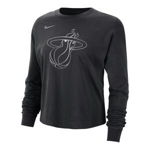 Nike Women's Long Sleeve Tee - Black with Gray Miami Heat Logo